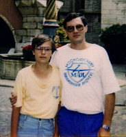 Сергей Иванович Захаров с сыном в швейцарском Биле, 1994 год